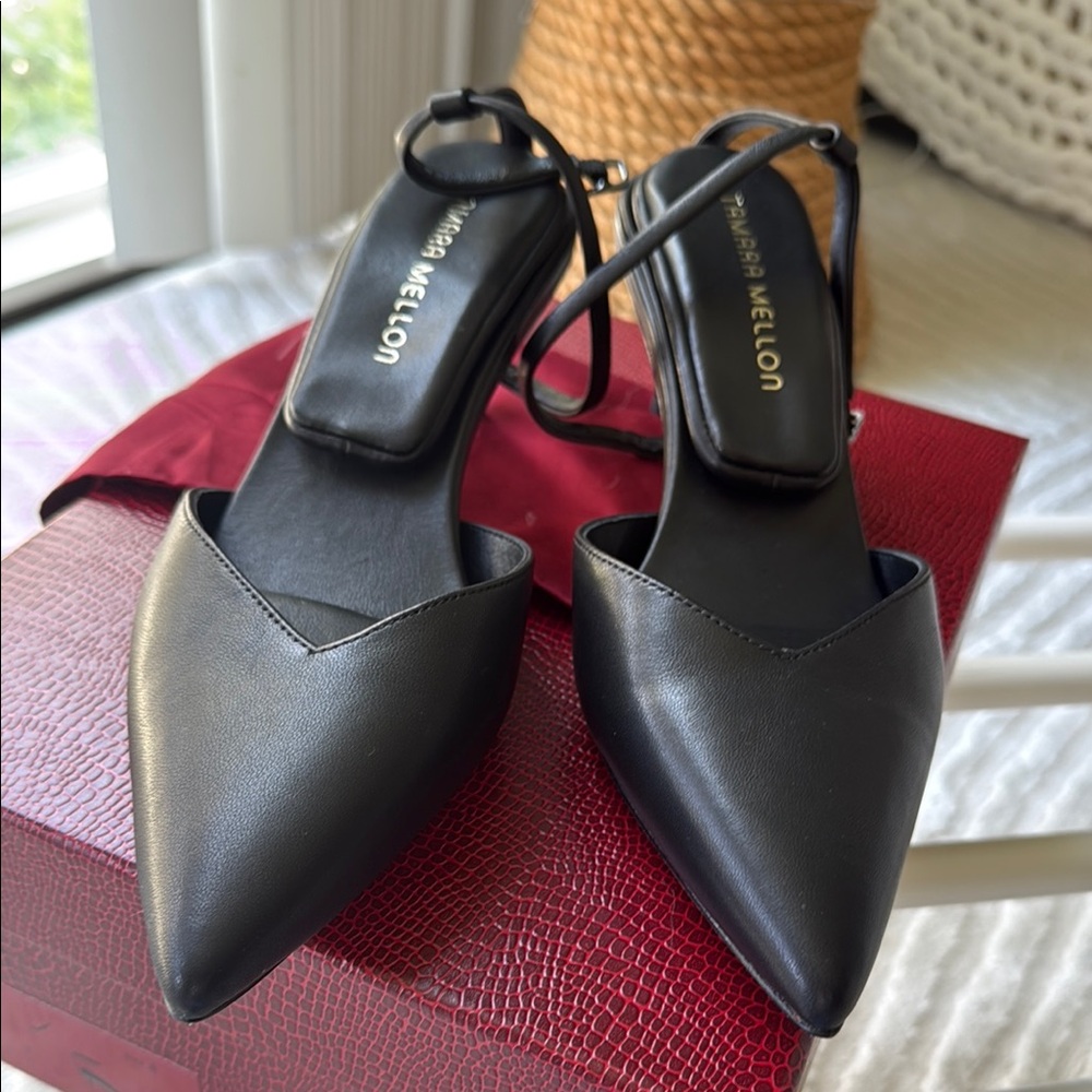 Tamara Mellon Black Slingback Heels